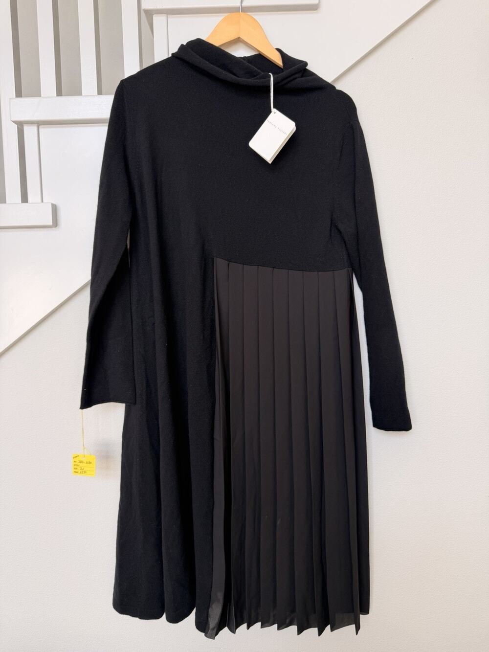 Fabiana Filippi Italy Blk Asymmetric Pleated Wool Silk Cashmere Dress IT42 Small